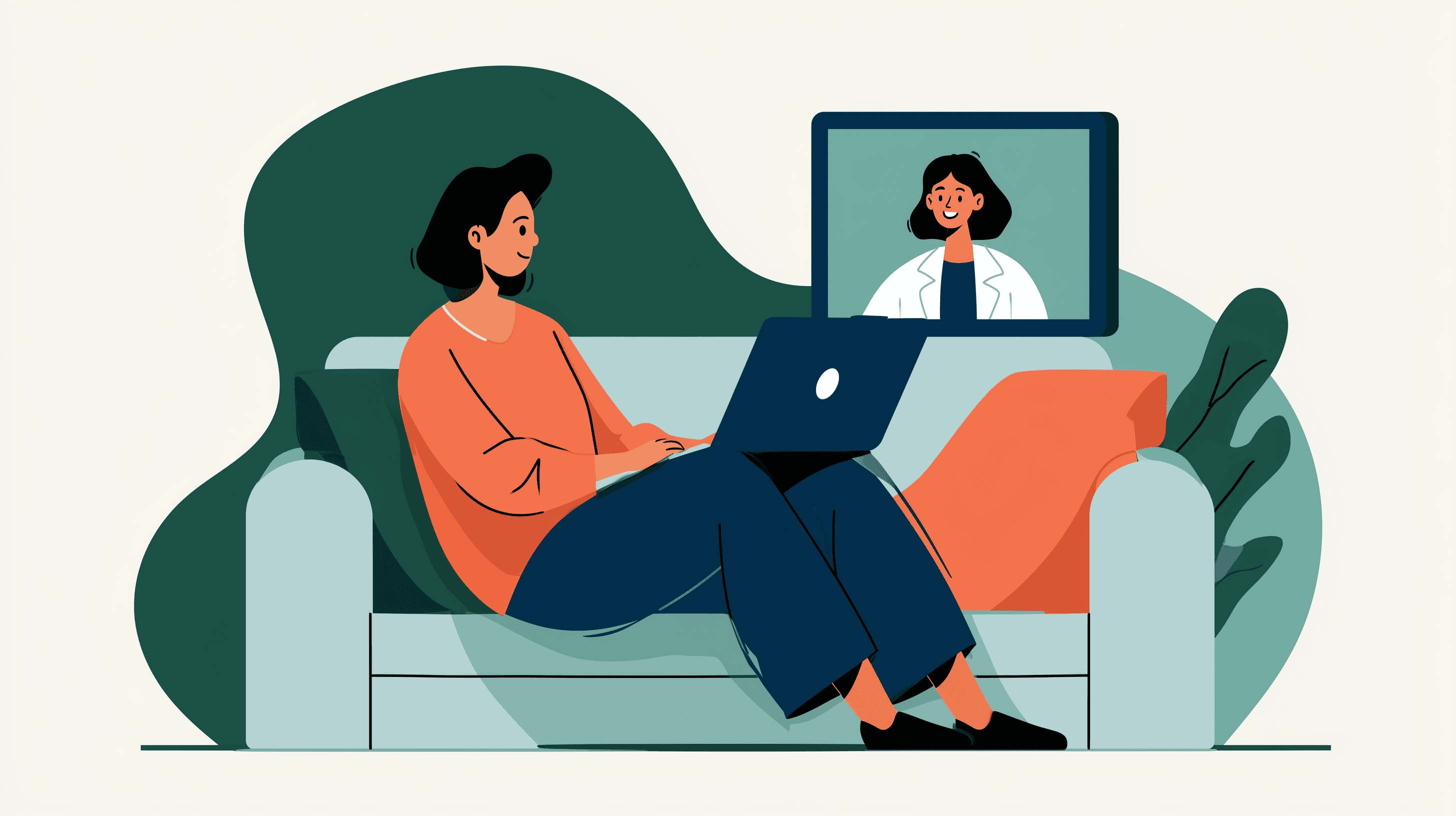 A patient having a video consultation with a doctor from home